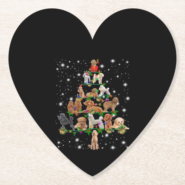 Poodle Weihnachtsbaum bedeckt durch Blitzlicht Untersetzer (Vorderseite)