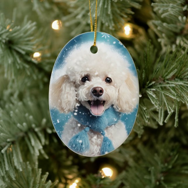 Poodle Weihnachtsdekoration, Geschenk für Hundefre Keramik Ornament (Baum)