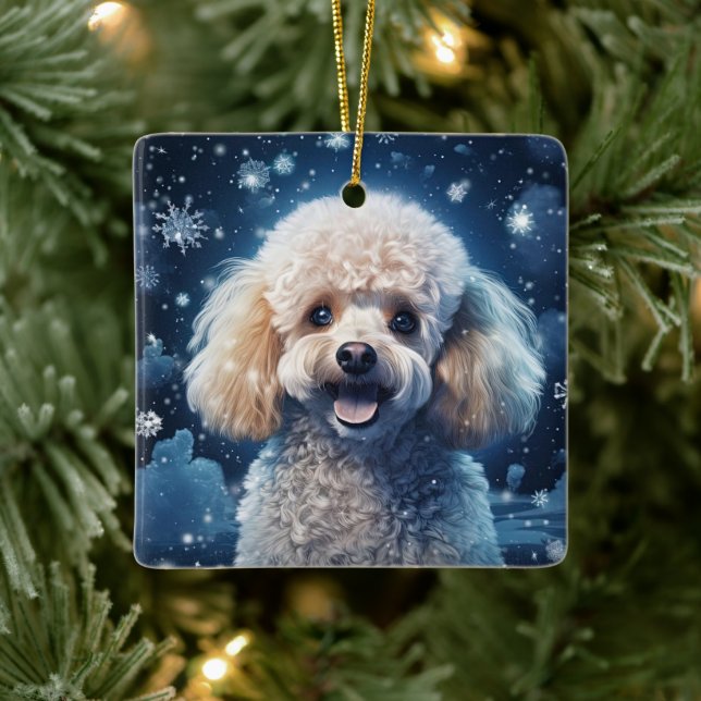 Poodle Weihnachtsdekoration, Geschenk für Hundefre Keramikornament (Baum)