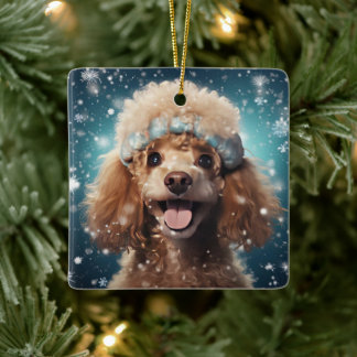 Poodle Weihnachtsdekoration, Geschenk für Hundefre Keramikornament
