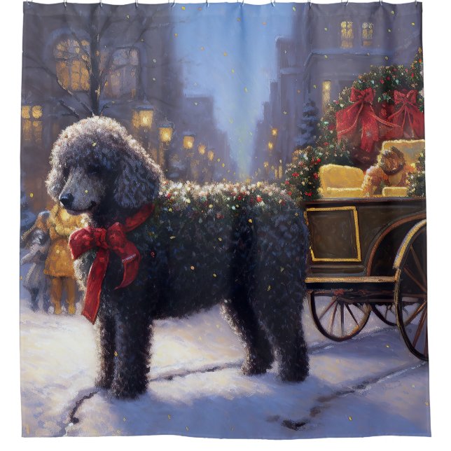 Poodle Weihnachtsfeiertag Duschvorhang (Vorderseite)