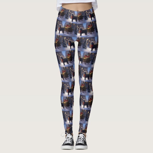 Poodle Weihnachtsfeiertag Leggings (Vorderseite)
