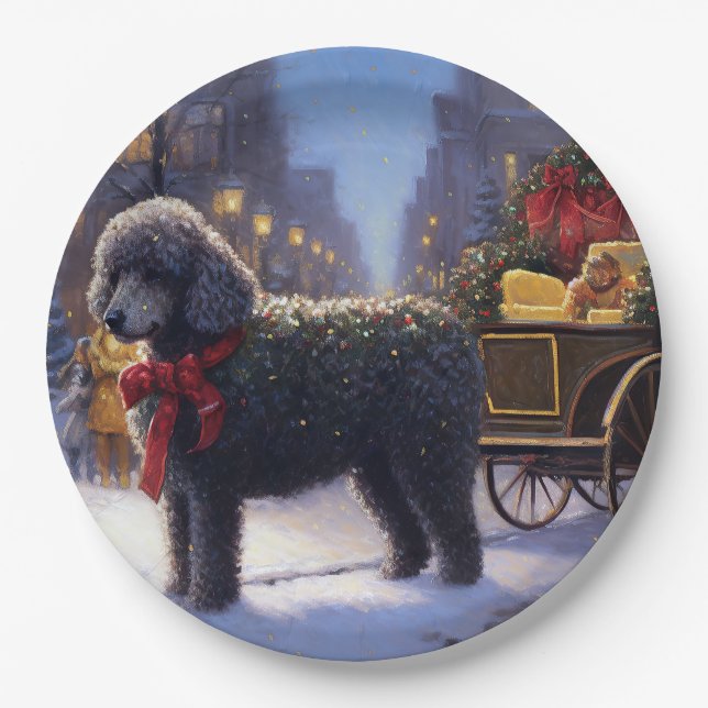Poodle Weihnachtsfeiertag Pappteller (Vorderseite)