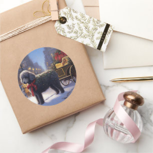 Poodle Weihnachtsfeiertag Runder Aufkleber