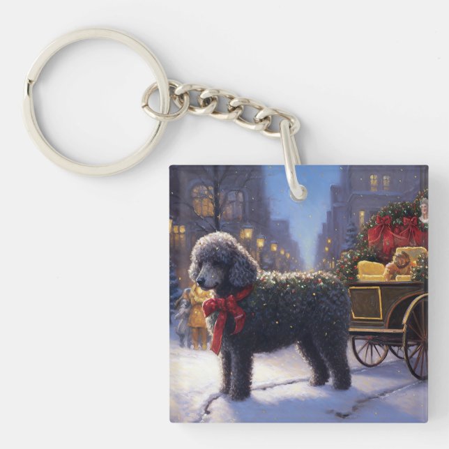 Poodle Weihnachtsfeiertag Schlüsselanhänger (Vorderseite)
