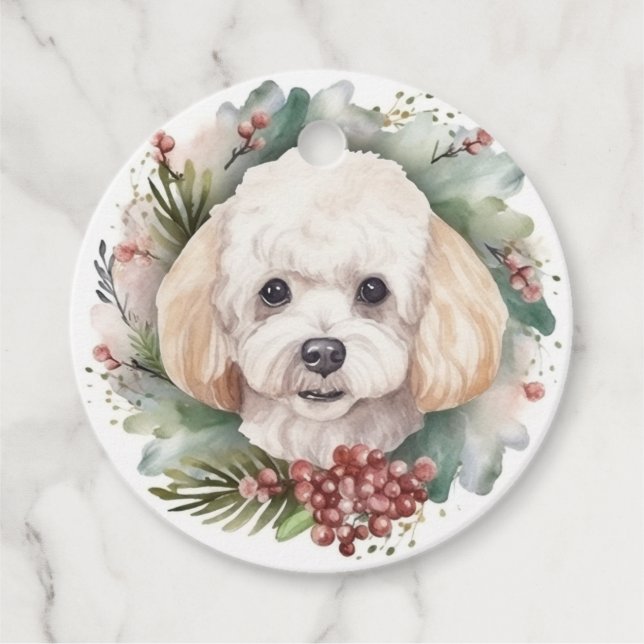 Poodle Weihnachtsfest Geschenkanhänger (Vorderseite)