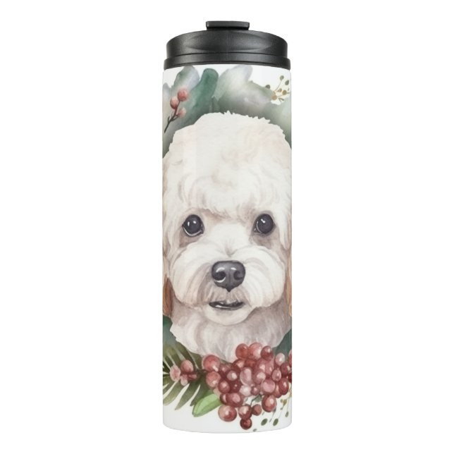 Poodle Weihnachtsfest Thermosbecher (Vorderseite)