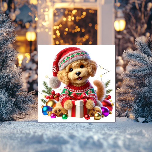 Poodle Weihnachtsgeschenk Feiertagskarte (Von Creator hochgeladen)
