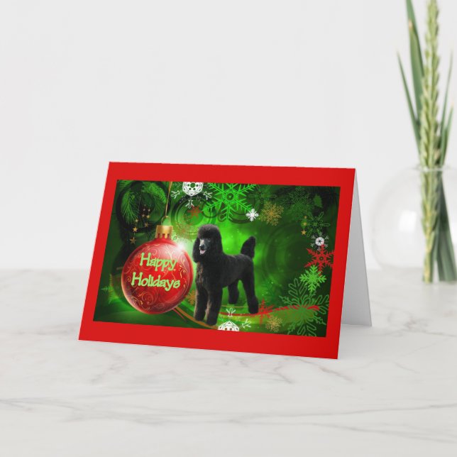Poodle Weihnachtskarte Happy Holidays Ball Feiertagskarte (Vorderseite)