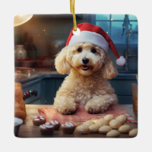 Poodle Weihnachtskost Feiertag Keramikornament