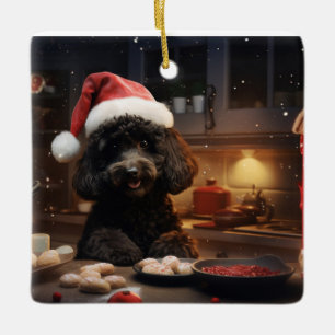Poodle Weihnachtskost Feiertag Keramikornament