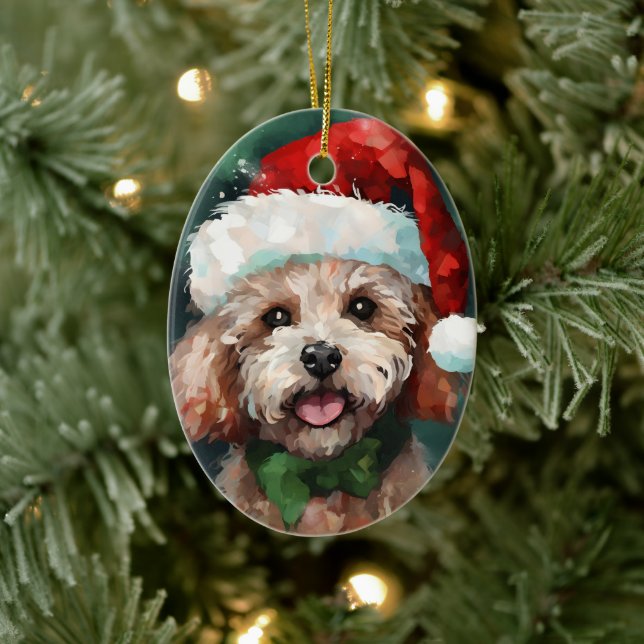 Poodle Weihnachtsmalerei Keramik Ornament (Baum)