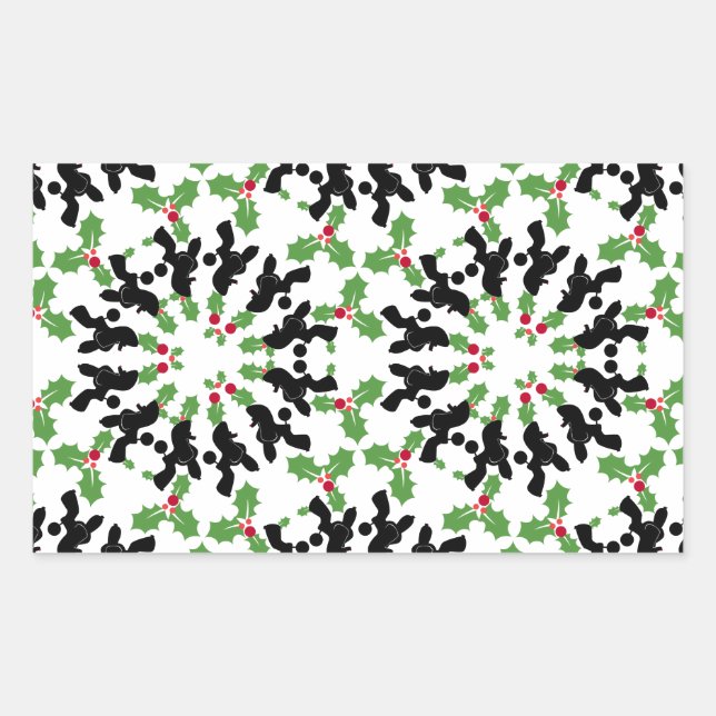 Poodle Weihnachtsmuster Rechteckiger Aufkleber (Vorderseite)