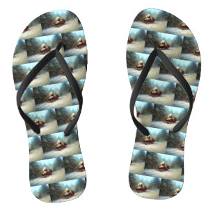 Poodle Weihnachtsschnee Winter Flip Flops