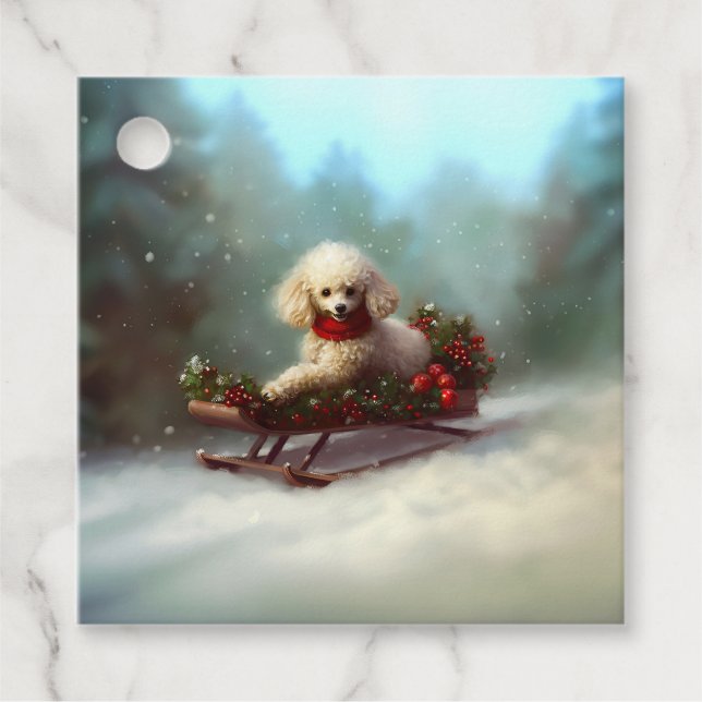 Poodle Weihnachtsschnee Winter Geschenkanhänger (Vorderseite)