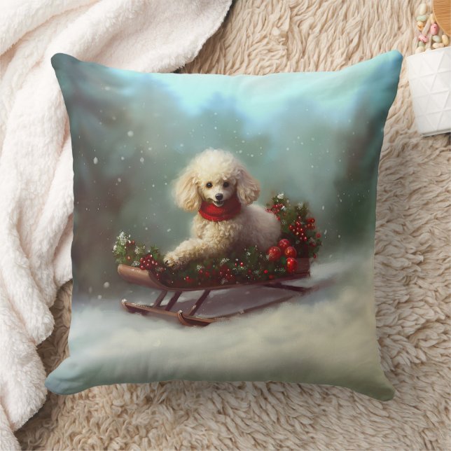Poodle Weihnachtsschnee Winter Kissen (Decke)