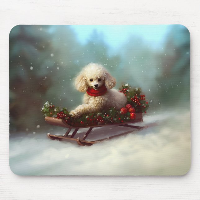 Poodle Weihnachtsschnee Winter Mousepad (Vorne)