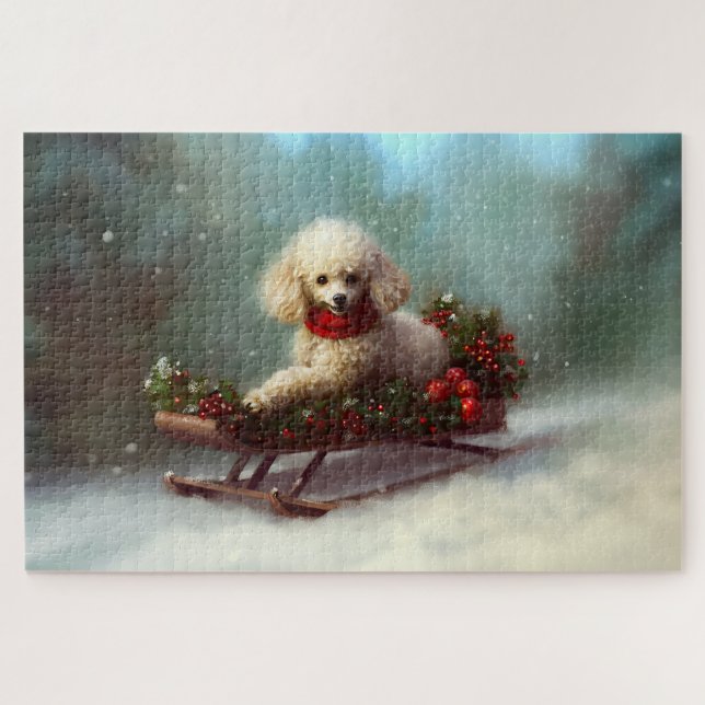 Poodle Weihnachtsschnee Winter Puzzle (Horizontal)