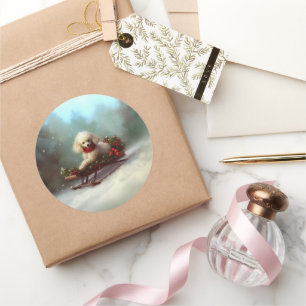 Poodle Weihnachtsschnee Winter Runder Aufkleber