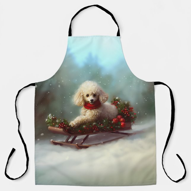 Poodle Weihnachtsschnee Winter Schürze (Vorderseite)