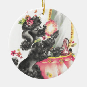 Poodle Welpe mit Schminktisch Keramik Ornament