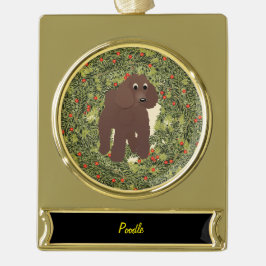 Poodle Wreath Banner-Ornament Gold