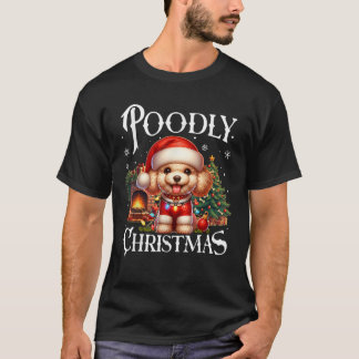 Poodle Xmas Unisex Erwachsene Schwarzer Kurzer Sle T-Shirt