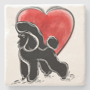 Poodle Zeichnend Steinuntersetzer