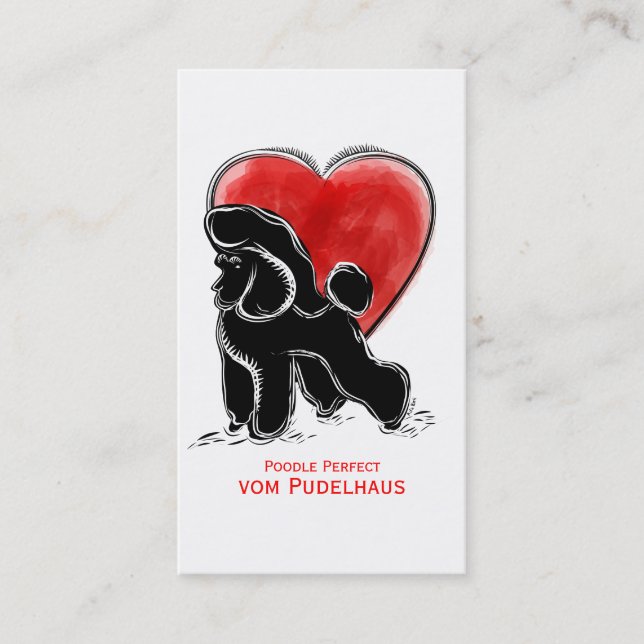 Poodle Zeichnend Visitenkarte (Vorderseite)