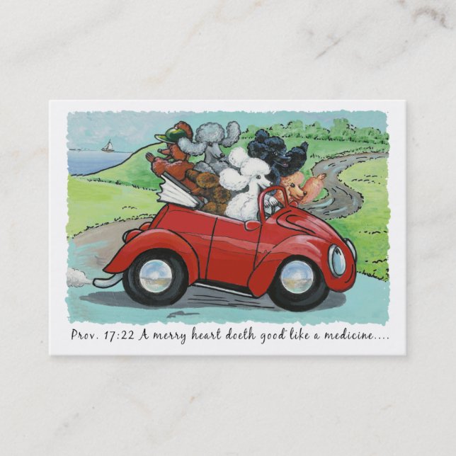 Poodles auf Vintagen Auto Scripting Business Cards Visitenkarte (Vorderseite)