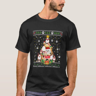 Poodles Christmas Tree Xmas Pajama Santa Lights T-Shirt