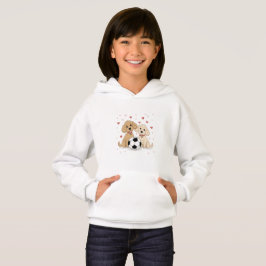 Poodles dogs with soccer ball for Valentine's Day Hoodie