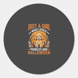 Poodles Halloween Mädchen Hunde Liebhaber Design_1 Runder Aufkleber