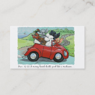 Poodles in Red Convertible Scripte Visitenkarte