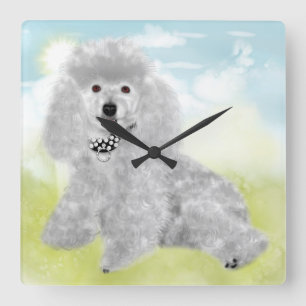 Poodles Rule Wall Clock Quadratische Wanduhr