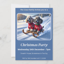 Poodles Sled Ride Christmas Einladung