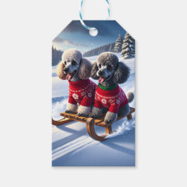 Poodles Sled Ride Christmas Geschenkanhänger