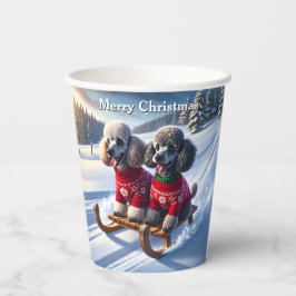 Poodles Sled Ride Christmas Pappbecher