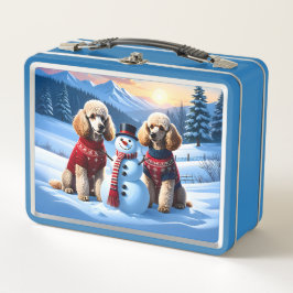 Poodles & Snowman Metal Lunchbox