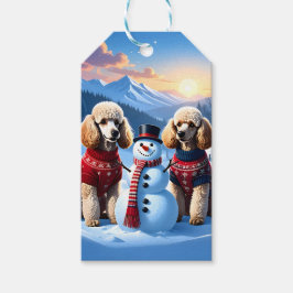 Poodles & Snowman Weihnachten Geschenkanhänger