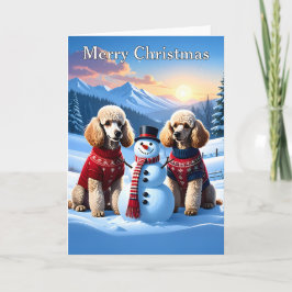 Poodles & Snowman Weihnachten Karte