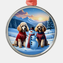 Poodles & Snowman Weihnachten Ornament Aus Metall