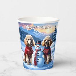 Poodles & Snowman Weihnachten Pappbecher