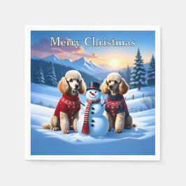 Poodles & Snowman Weihnachten Serviette