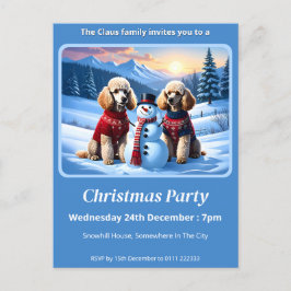 Poodles & Snowman Weihnachts-Einladung Postkarte