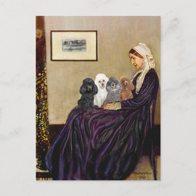 Poodles (vier) - Whistler's Mutter Postkarte (Vorderseite)