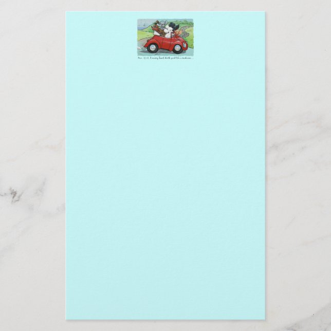 Poodles Vintag Convertible Scripture Stationery Briefpapier (Vorderseite)