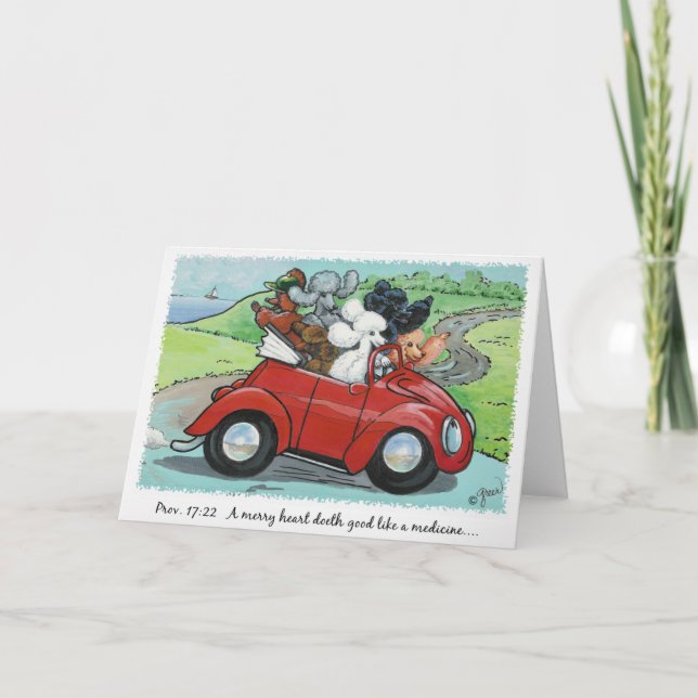 Poodles Vintage Konvertible-Scripterkarte Karte (Vorderseite)