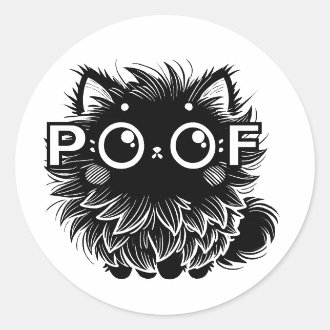 Poof Cat Runder Aufkleber (Vorderseite)