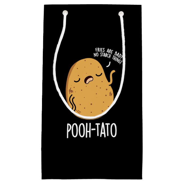 Pooh-tato Funny Potato Pun Dark BG Kleine Geschenktüte (Vorderseite)